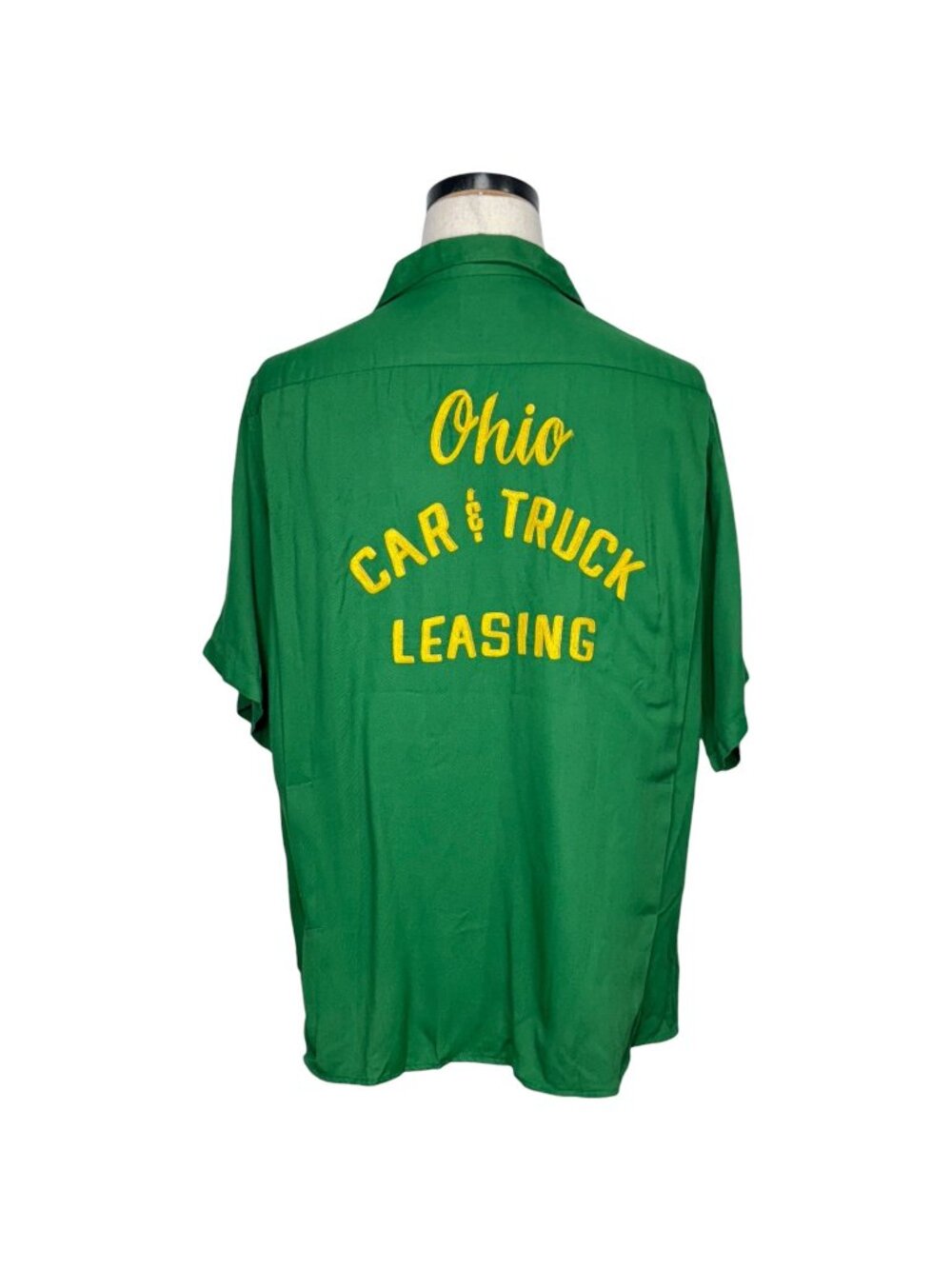 King Louie By Holiday Vintage 50s Green Bowling Shirt XL Chain Stitched Ohio Car